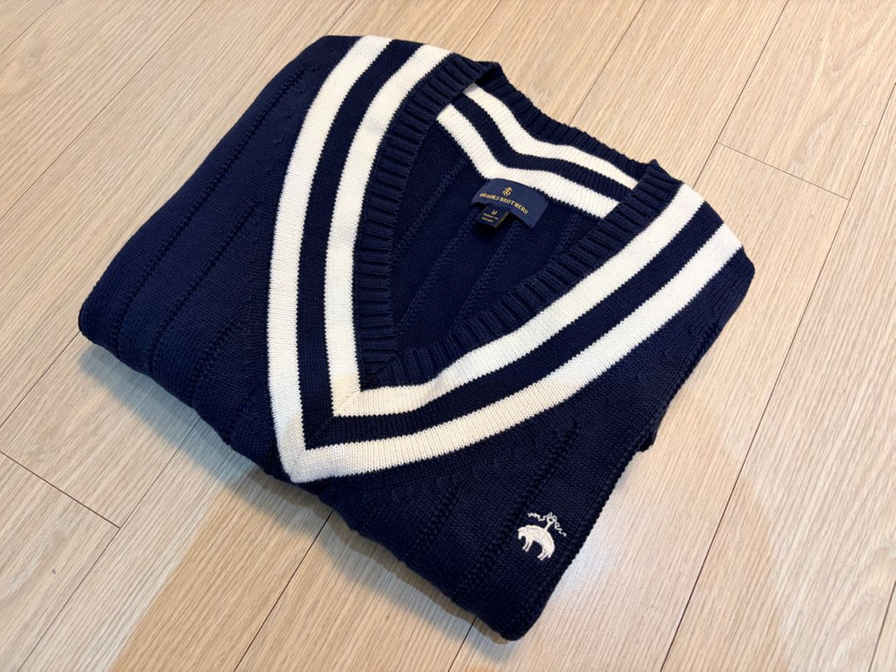 브룩스브라더스 케이블(꽈배기)니트 그레이M(100)1회착 이미지