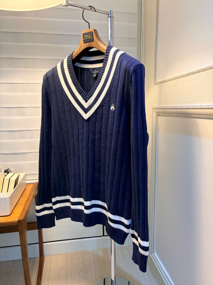 브룩스브라더스 케이블(꽈배기)니트 그레이M(100)1회착 이미지