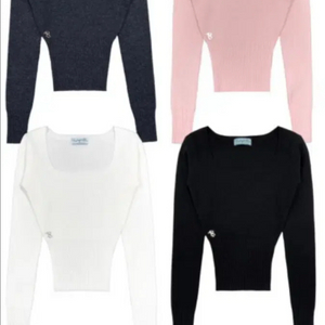 (새상품) 페일제이드 스퀘어 넥 니트 티 롱 슬리브 블랙 이미지