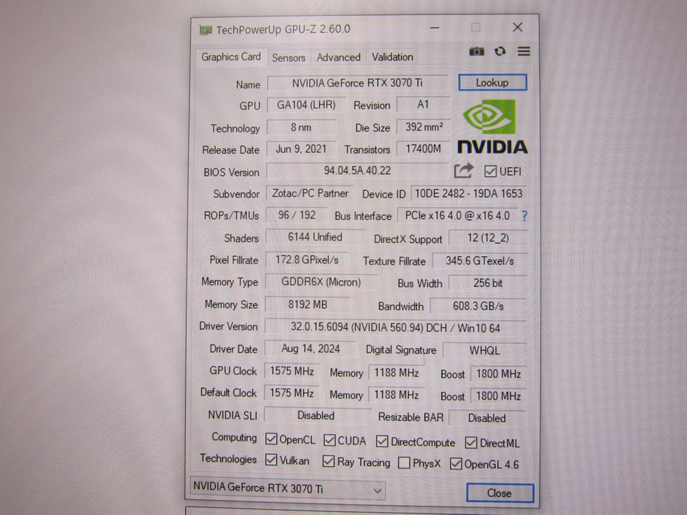 ZOTAC GAMING RTX 3070 Ti Trinity OC D6X 8GB 이미지