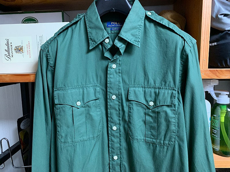 폴로 M 가먼트 사파리 셔츠 카키 매장판 이미지