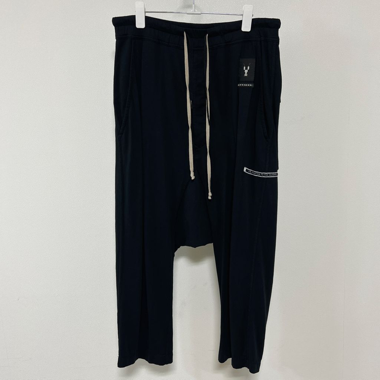 릭오웬스 19SS 다크쉐도우 드로우스트링 패치 크롭 배기 팬츠 블랙 이미지