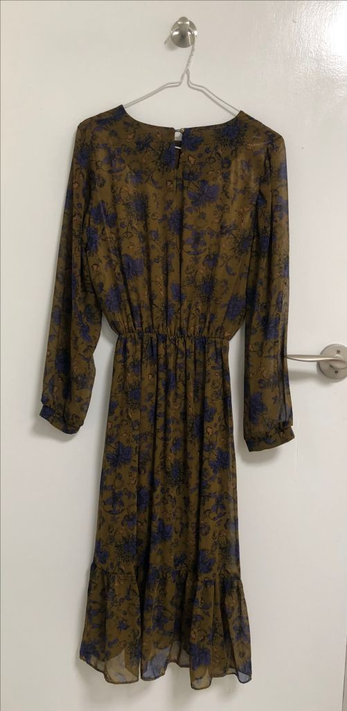 꽃 패턴 카키 프릴 원피스 이미지