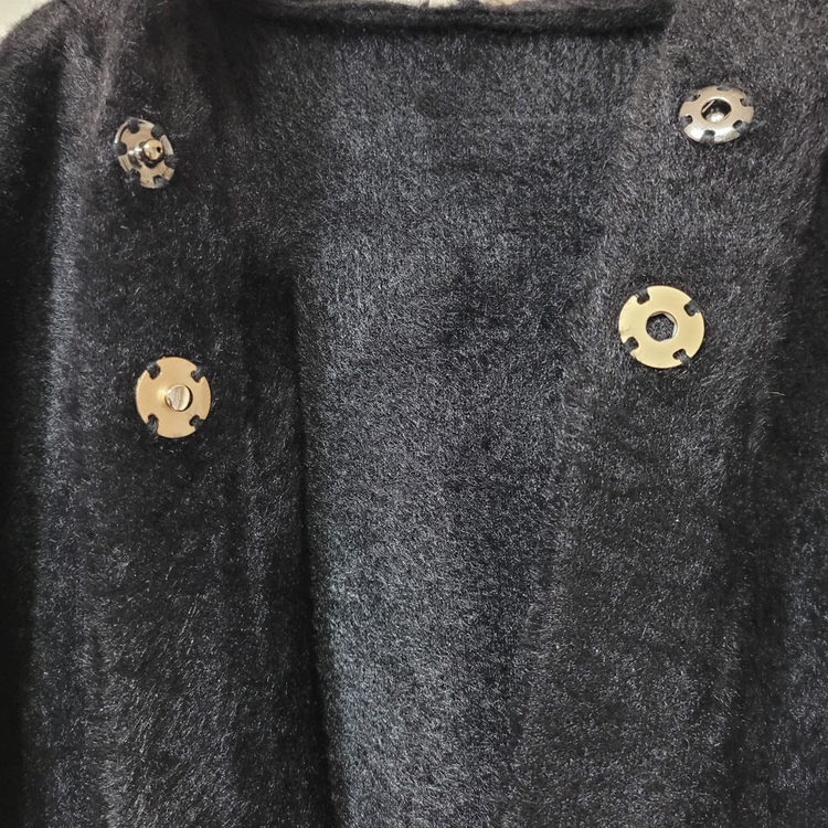 블랙 후드 가디건 롱 코트 이미지