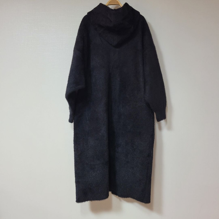 블랙 후드 가디건 롱 코트 이미지