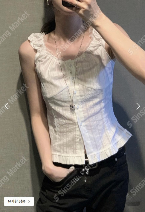 프릴 블라우스 탑 나시 이미지