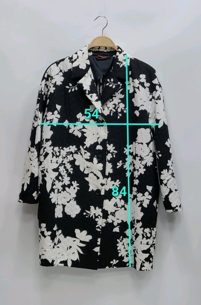 MaxMara 막스마라 플로럴 코튼 자켓 코트 / 여 85 (38) 블랙 화이트 이미지
