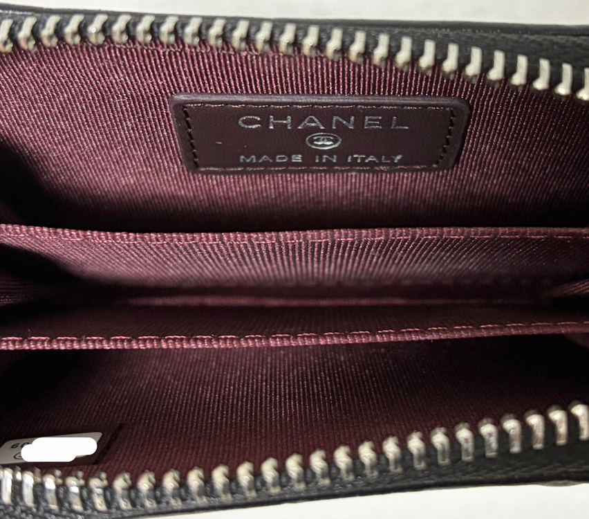 샤넬 지퍼돌이 카드지갑 램스킨 은장 이미지