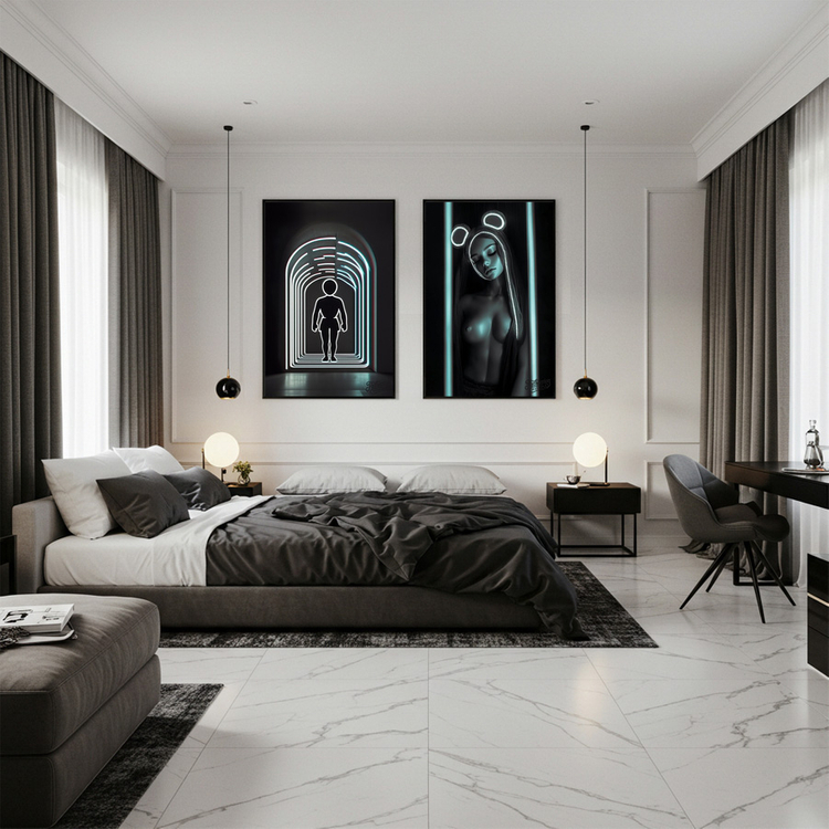 그림 액자 팝아트 인테리어소품 빛과 나 사이 캐릭터그림 실루엣액자 모던한 거실 포인트 대형 아트포스터 감성 인테리어 이미지