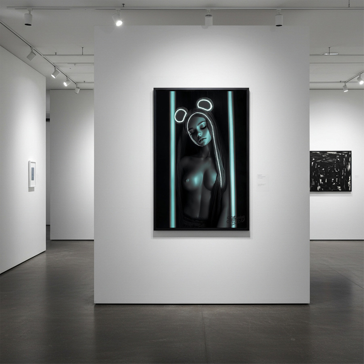 어둠 속의 자화상 그림 액자 팝아트 인테리어소품 캐릭터액자 인물화 아트포스터 감성적인 네온 조명 스타일 대형 인테리 이미지