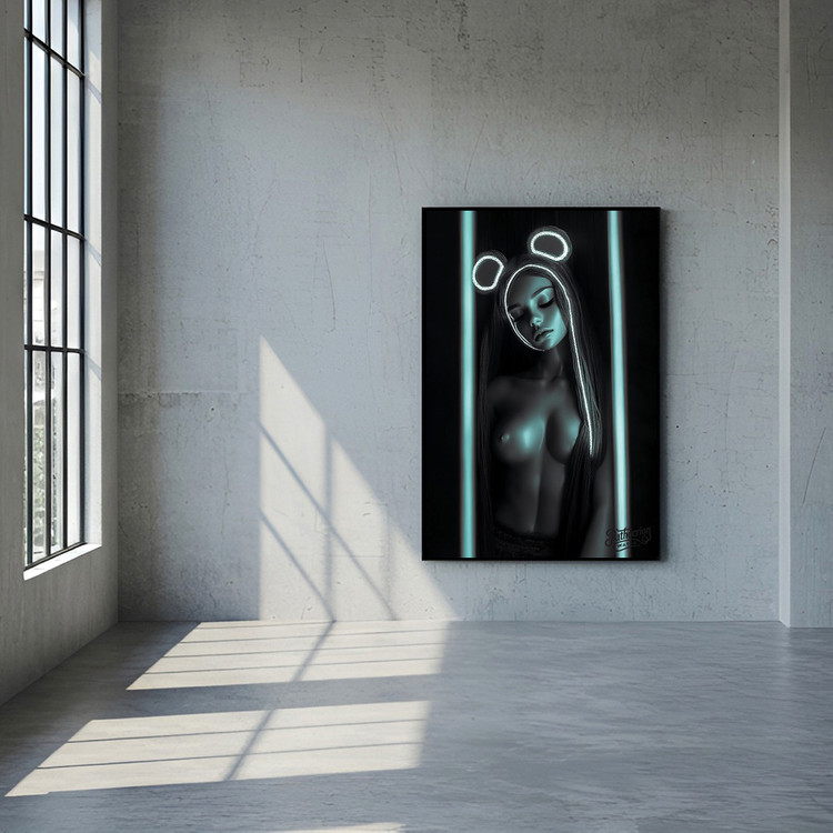 어둠 속의 자화상 그림 액자 팝아트 인테리어소품 캐릭터액자 인물화 아트포스터 감성적인 네온 조명 스타일 대형 인테리 이미지