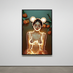 그림 액자 팝아트 인테리어소품 감귤빛 소녀 감귤그림 인물액자 미소녀 일러스트 네온스타일 거실 포인트 대형 아트포스터 이미지