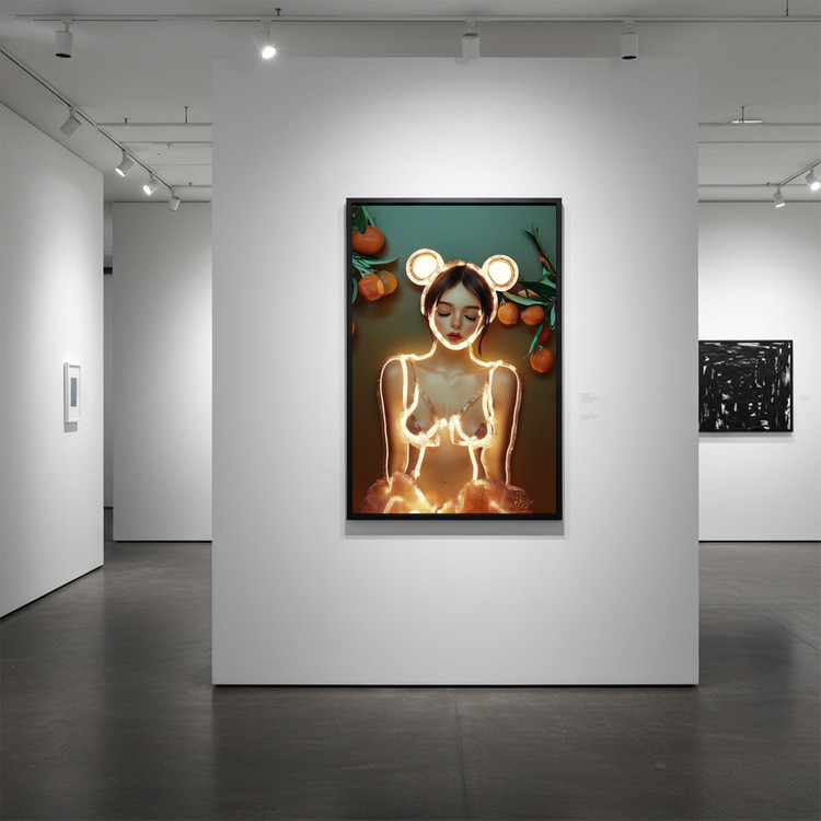 그림 액자 팝아트 인테리어소품 감귤빛 소녀 감귤그림 인물액자 미소녀 일러스트 네온스타일 거실 포인트 대형 아트포스터 이미지