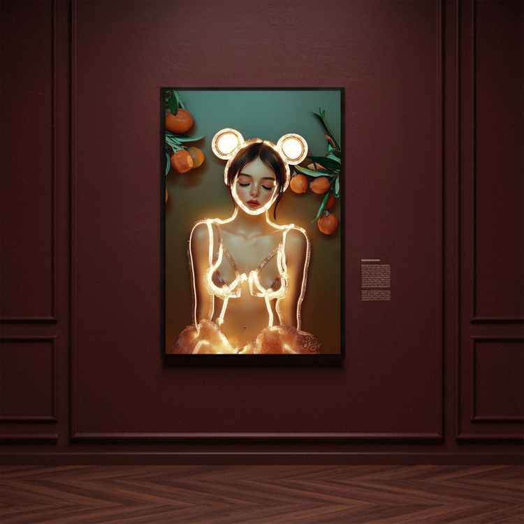 그림 액자 팝아트 인테리어소품 감귤빛 소녀 감귤그림 인물액자 미소녀 일러스트 네온스타일 거실 포인트 대형 아트포스터 이미지