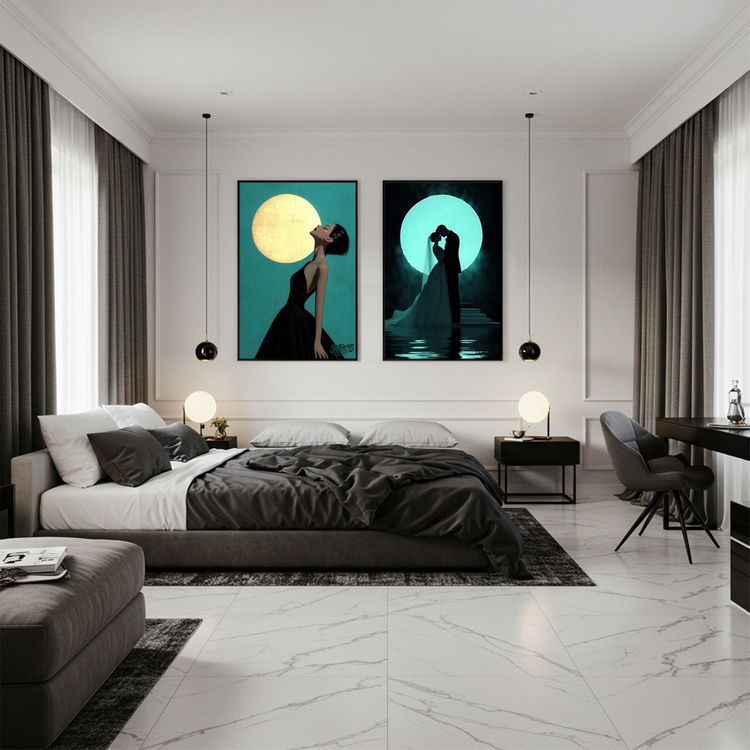 그림 액자 팝아트 인테리어소품 달을 들이마시다 여인그림 인물액자 모던하고 감각적인 분위기 거실용 대형 아트포스터 이미지