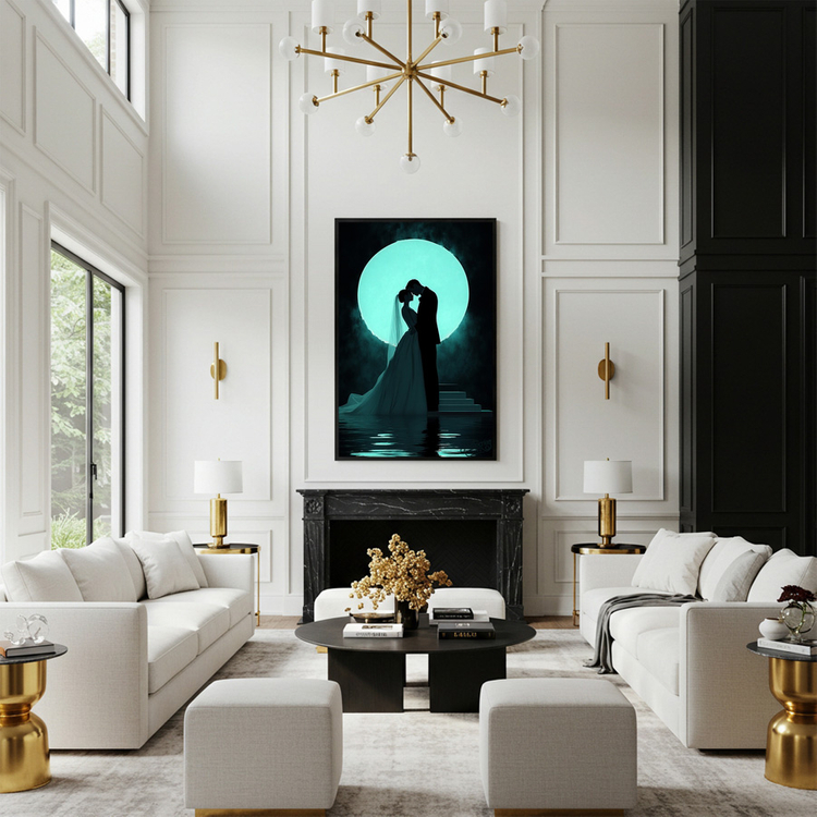 그림 액자 팝아트 인테리어소품 달빛의 서약 웨딩그림 결혼액자 신혼부부선물 무드등효과 로맨틱한 분위기 연출 거실 안방 이미지