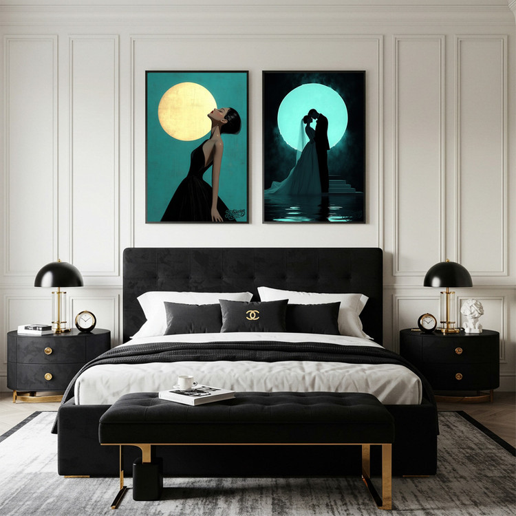 그림 액자 팝아트 인테리어소품 달빛의 서약 웨딩그림 결혼액자 신혼부부선물 무드등효과 로맨틱한 분위기 연출 거실 안방 이미지