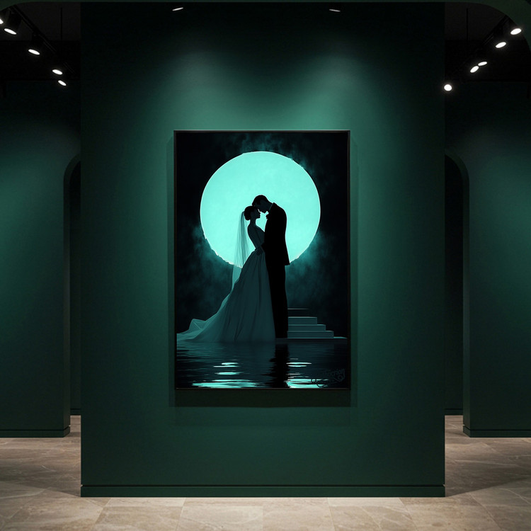 그림 액자 팝아트 인테리어소품 달빛의 서약 웨딩그림 결혼액자 신혼부부선물 무드등효과 로맨틱한 분위기 연출 거실 안방 이미지