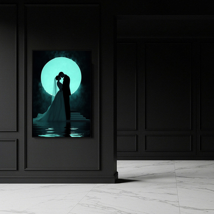 그림 액자 팝아트 인테리어소품 달빛의 서약 웨딩그림 결혼액자 신혼부부선물 무드등효과 로맨틱한 분위기 연출 거실 안방 이미지