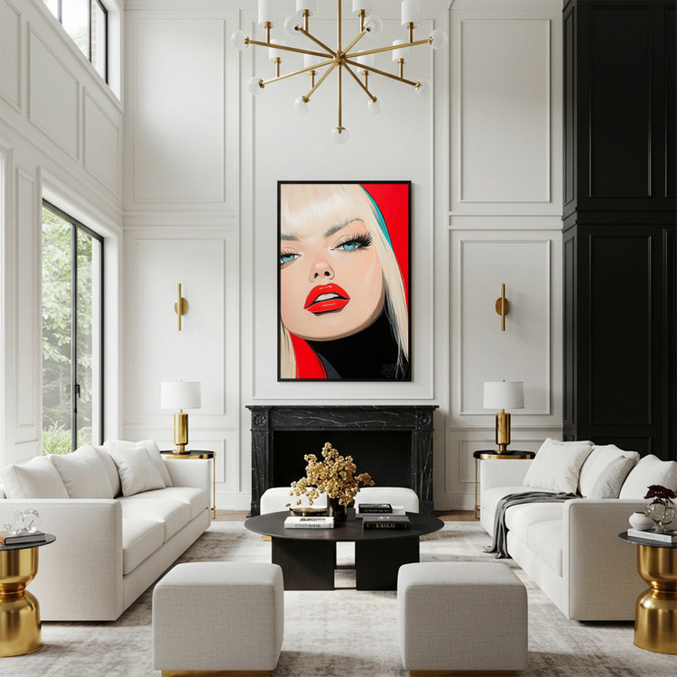 그림 액자 팝아트 인테리어소품 시선의 제국 금발 미녀 인물화 그림액자 모던하고 세련된 대형 거실 벽면 아트포스터 꾸 이미지