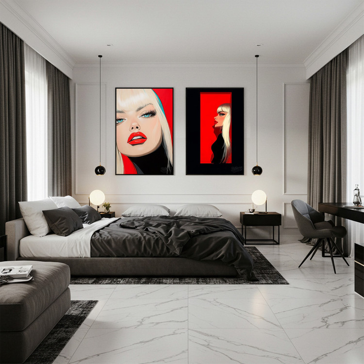 그림 액자 팝아트 인테리어소품 시선의 제국 금발 미녀 인물화 그림액자 모던하고 세련된 대형 거실 벽면 아트포스터 꾸 이미지