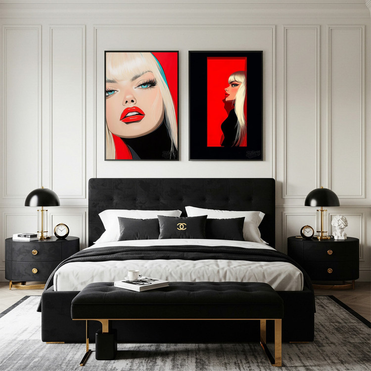 그림 액자 팝아트 인테리어소품 시선의 제국 금발 미녀 인물화 그림액자 모던하고 세련된 대형 거실 벽면 아트포스터 꾸 이미지