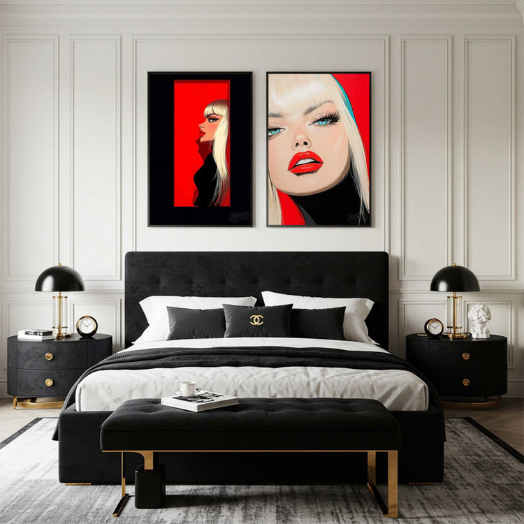 그림 액자 팝아트 인테리어소품 그림자 속의 루즈 미녀그림 여성액자 모던 아트포스터 거실 인테리어 꾸미기 벽걸이 소품 이미지