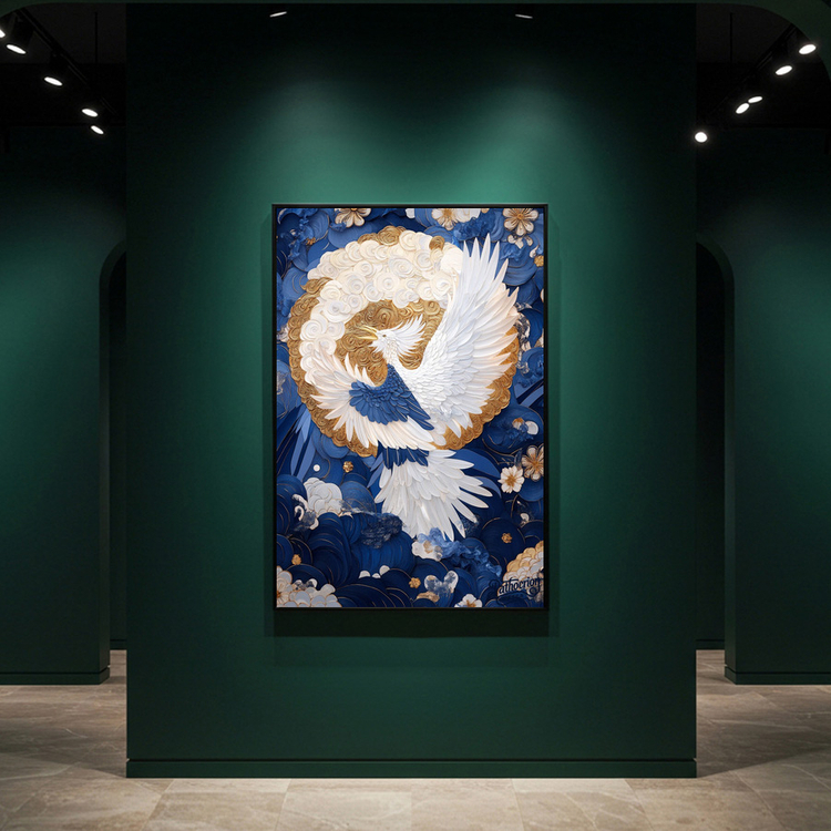 그림 액자 팝아트 인테리어소품 황금꽃 위의 노래 봉황그림 새액자 대형 거실 벽장식 고급스러운 동양풍 예술 아트포스터 이미지