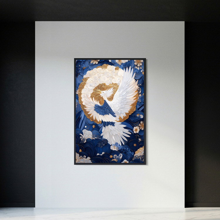 그림 액자 팝아트 인테리어소품 황금꽃 위의 노래 봉황그림 새액자 대형 거실 벽장식 고급스러운 동양풍 예술 아트포스터 이미지