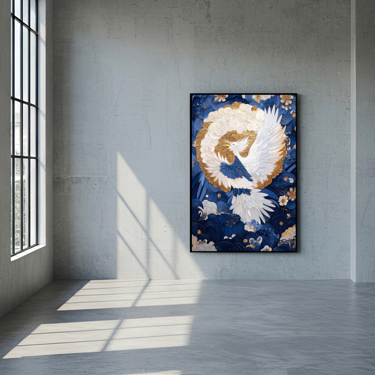 그림 액자 팝아트 인테리어소품 황금꽃 위의 노래 봉황그림 새액자 대형 거실 벽장식 고급스러운 동양풍 예술 아트포스터 이미지