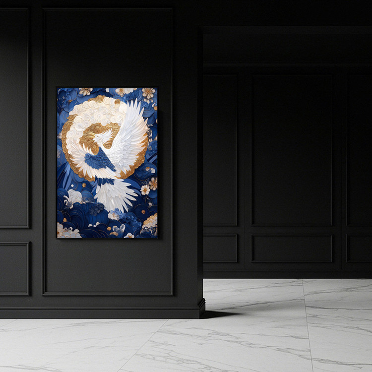 그림 액자 팝아트 인테리어소품 황금꽃 위의 노래 봉황그림 새액자 대형 거실 벽장식 고급스러운 동양풍 예술 아트포스터 이미지