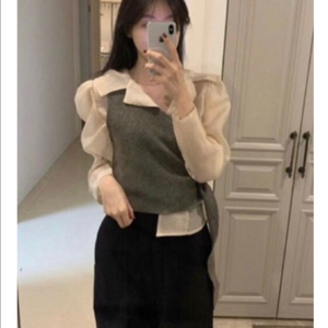 (새상품 코디판매 )르플레인 다혜 착용 자라 니트 조끼 베스트 블라우스 2가지 일괄판매 코디세트 이미지