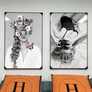 그림 액자 팝아트 인테리어소품 여성인물그림 나비액자 카메라액자 세트 모던한 흑백 감성 거실 대형 인테리어 아트포스터 이미지