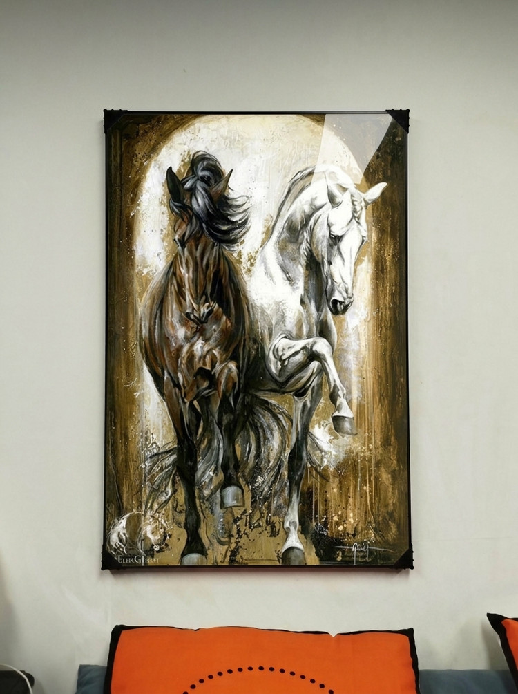 그림 액자 팝아트 인테리어소품 말그림 말액자 멋진 동물 거실 대형 벽걸이 아트포스터 2종 세트 고급 모던 스타일 신 이미지