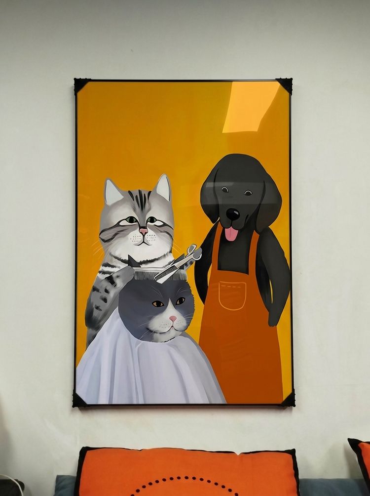 그림 액자 팝아트 인테리어소품 고양이그림 강아지액자 미용실 귀여운 동물 일러스트 거실 벽걸이 모던 액자 인테리어소품 이미지