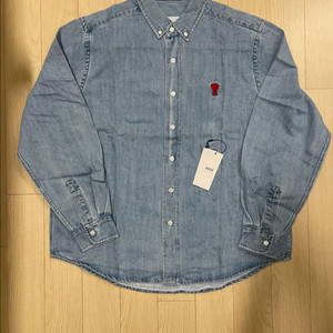 [시착 1회] 아미 ami 스몰 하트로고 코튼 셔츠 유즈드 블루 L 이미지