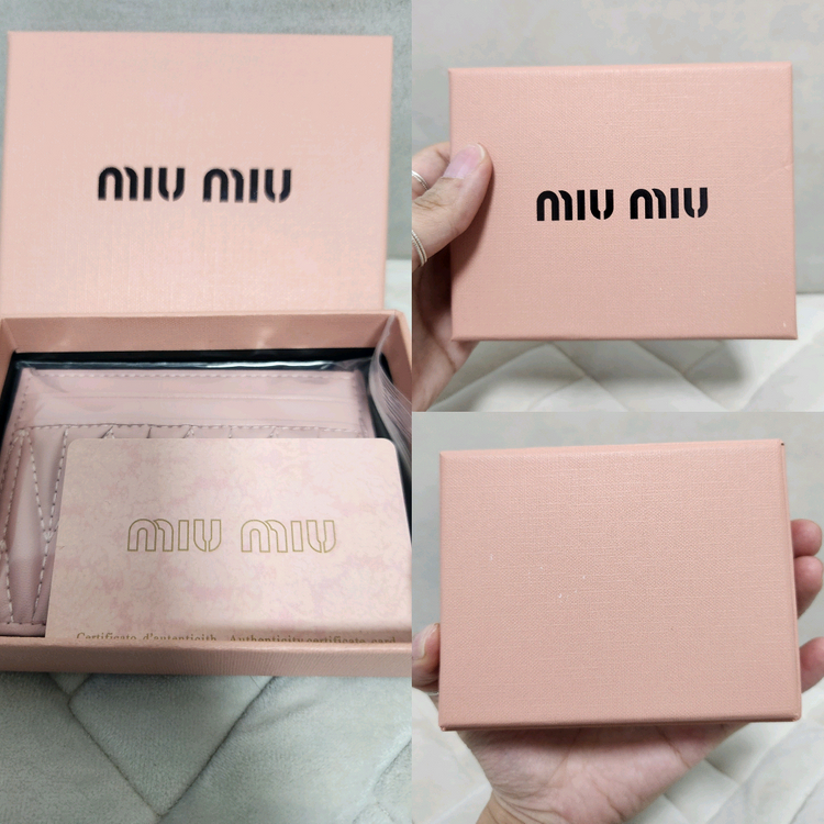 [미사용&새제품/박스동봉] 미우미우 마테라쎄 카드지갑 핑크 [무료배송] 이미지