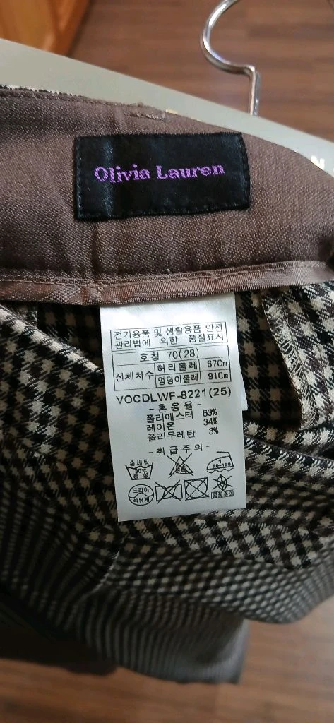 (새거)여성 올리비아 로렌 체크 와이드 팬츠 70(28) 이미지