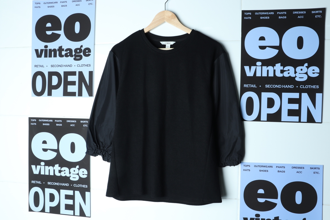 W(M) 손정완 긴팔티셔츠 블라우스 블랙 배색소재 이미지