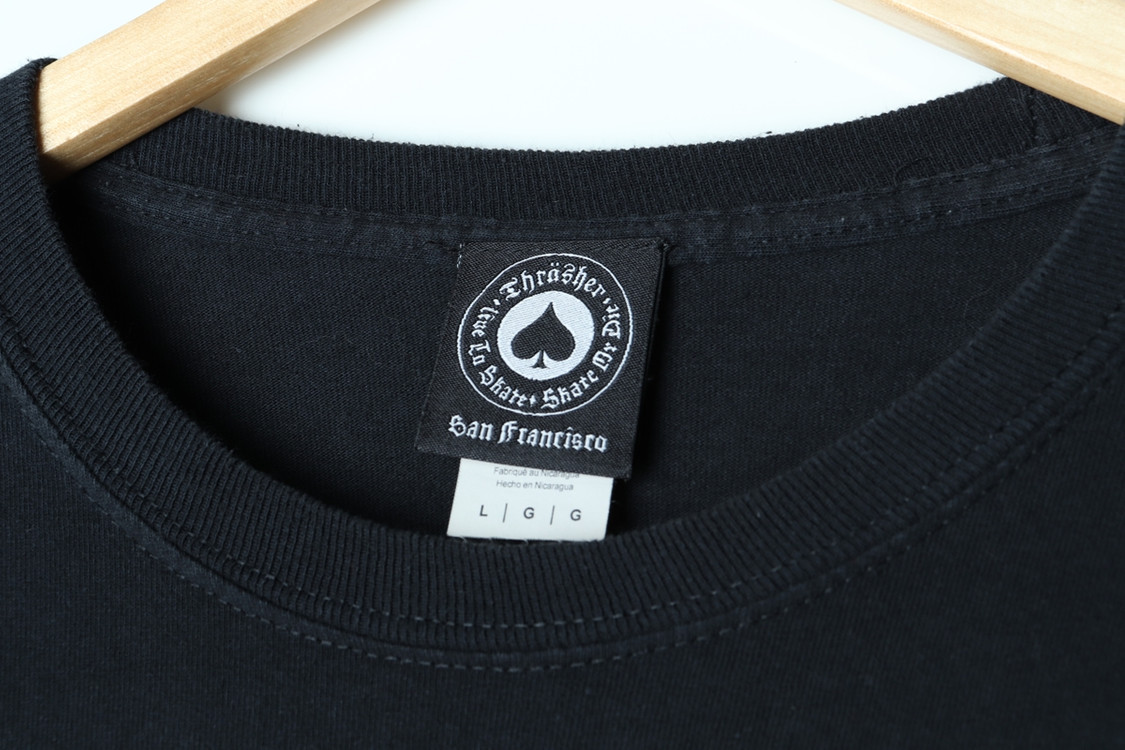 W(L-XL) 트레셔 긴팔티셔츠 불꽃 블랙 세미크롭 이미지