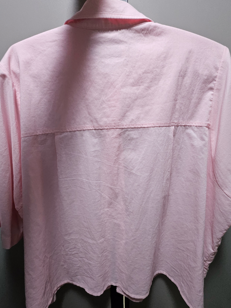 파사드패턴 코튼 크롭 하프 셔츠 핑크 M 이미지