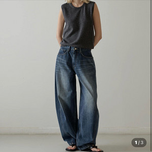 [파사드패턴] 와이드 테이퍼드 데님_vintage washing xs 이미지