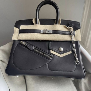 락버킨25 블랙은장 볼룹토가죽 이미지