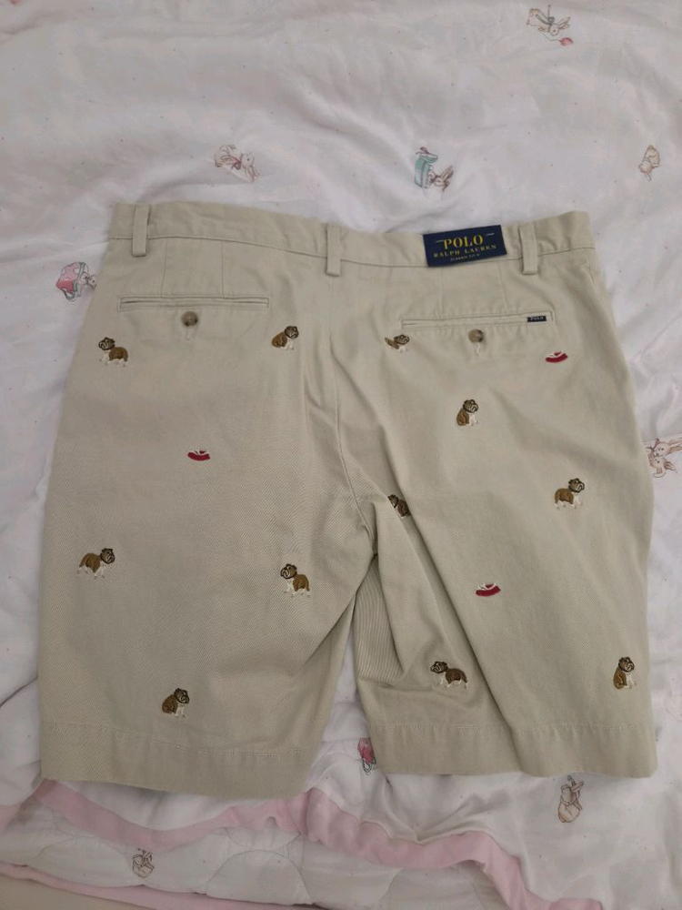 폴로 랄프로렌 불독 자수 반바지 베이지 이미지
