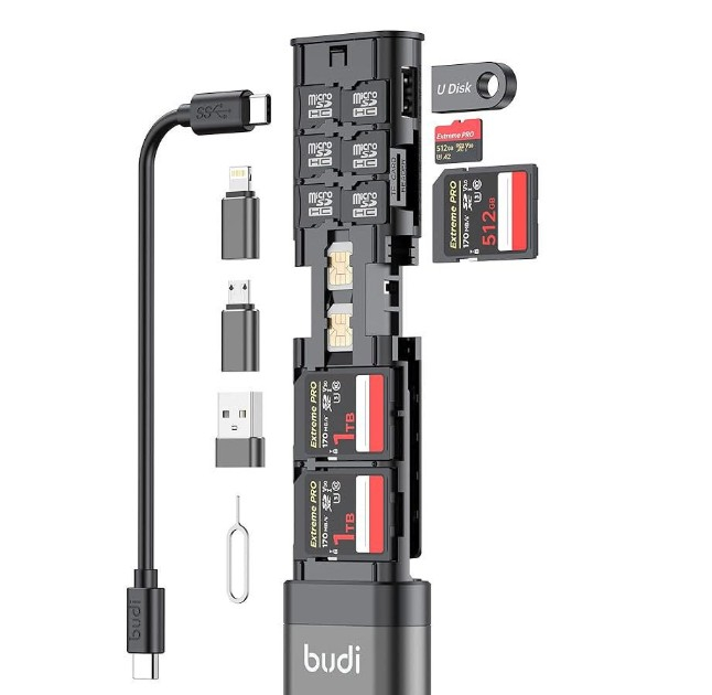 마이크로 SD 카드 리더 SIM 카드 보관 수납 케이스 USB C 3.0 케이블 새상태 팝니다. BUDI 이미지