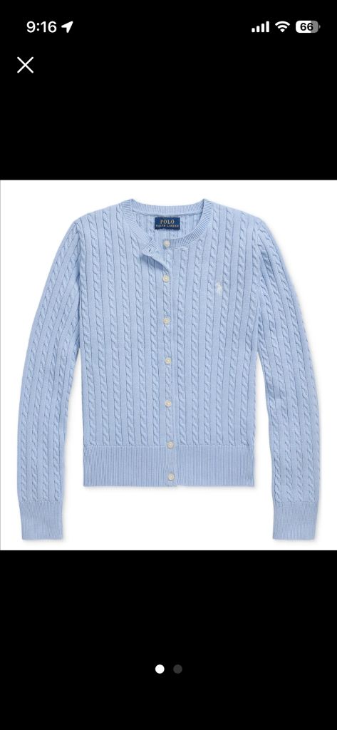 폴로 걸즈 코튼 가디건 스카이블루 L 이미지