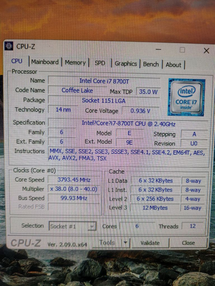 인텔 코어 i7 8700T CPU 저전력 고성능 내장그래픽 8700 이미지