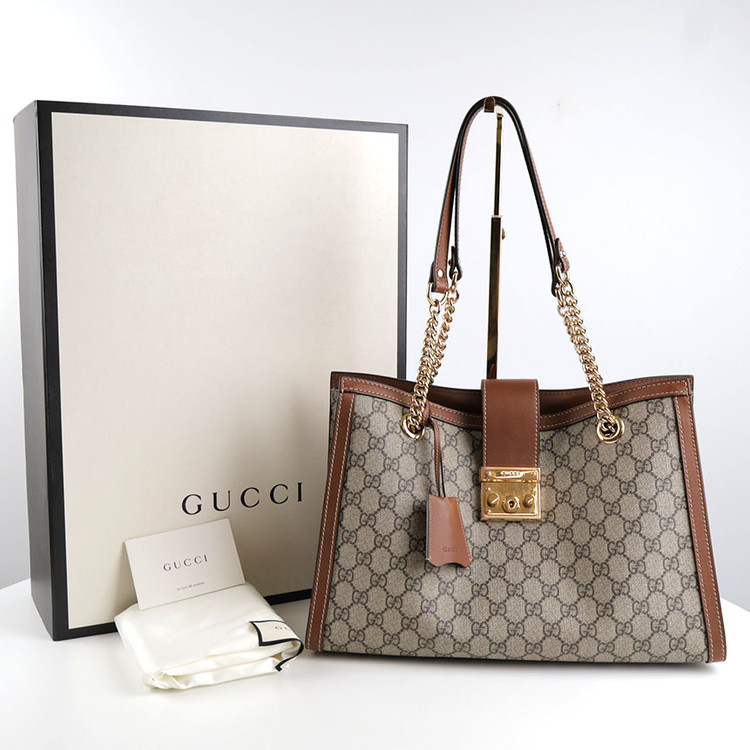 [중고명품다올] 구찌 GG 수프림 패드락 미디움 체인 숄더백 479197 이미지