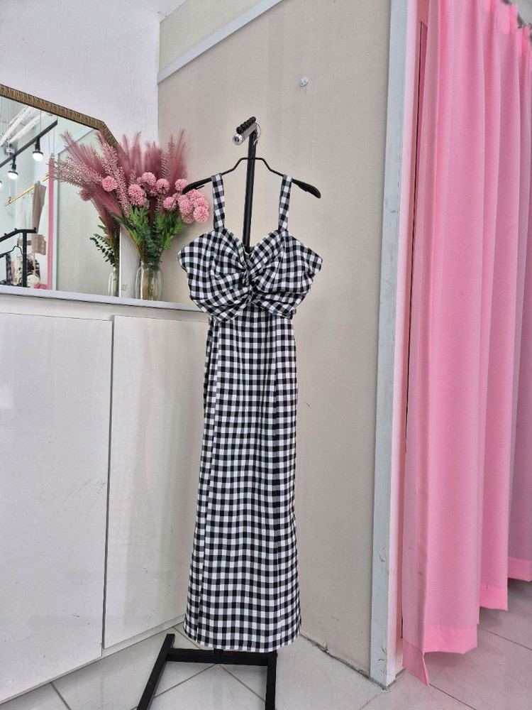 머메이드 체크 뷔스티에 롱원피스(M) 이미지