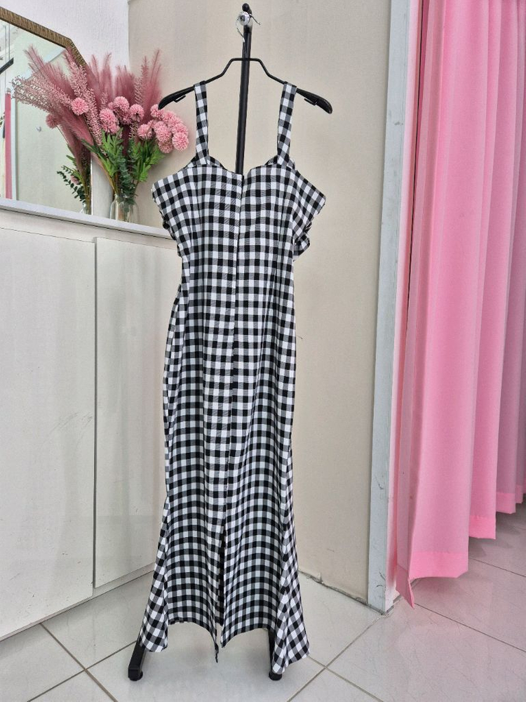머메이드 체크 뷔스티에 롱원피스(M) 이미지